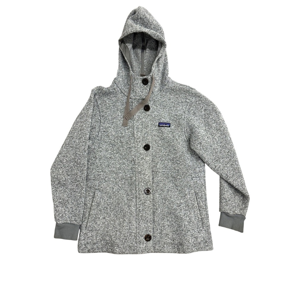 Patagonia Better Sweater Hooded Coat Grey Heather Button Front Jacket Womens S